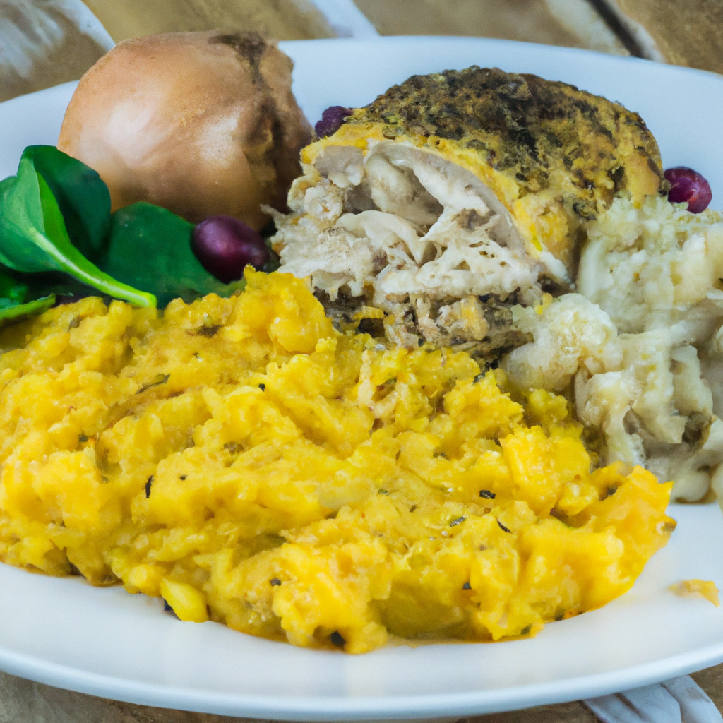 Image of recipe: Herb-Crusted Sweet Potato Turkey Roll with Savory Rice Pilaf