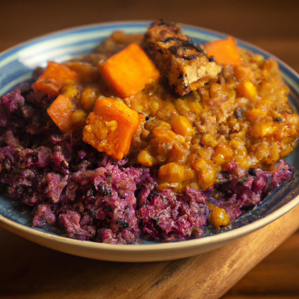 Image of recipe: Spiced Pumpkin and Lentil Stew with Sesame-Crusted Tempeh