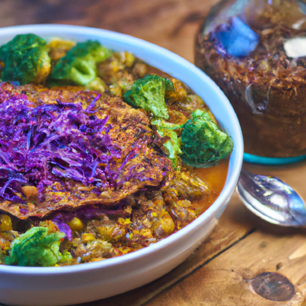 Image of recipe: Spicy Vegan Lentil and Broccoli Bake with Red Cabbage Slaw