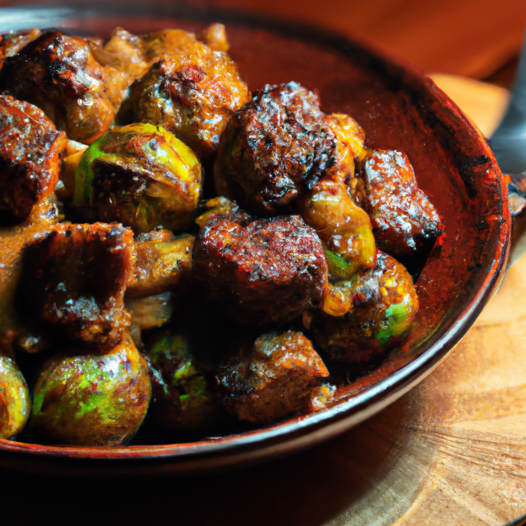 Image of recipe: Brussels Sprouts and Seitan with a Balsamic Glaze