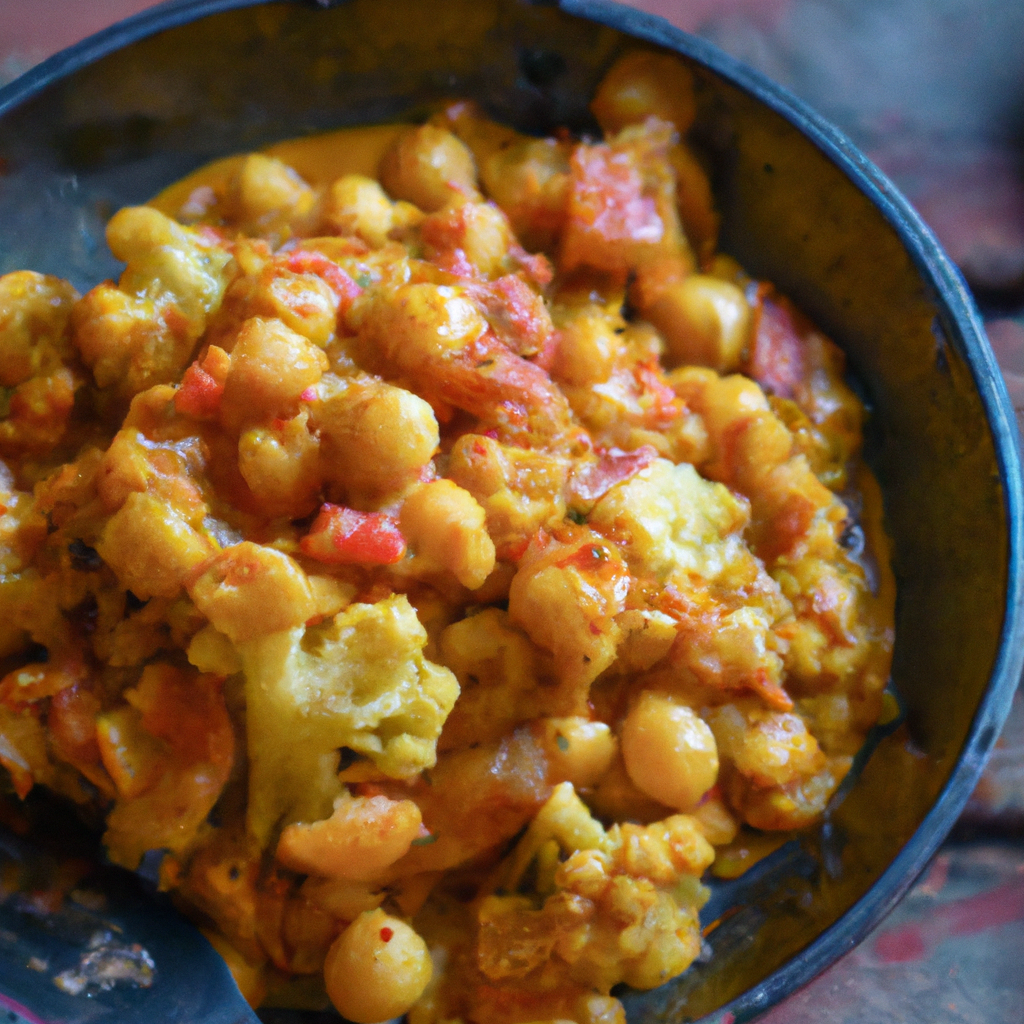 Image of recipe: Cauliflower and Chickpea Curry with Strawberry Rhubarb Chutney