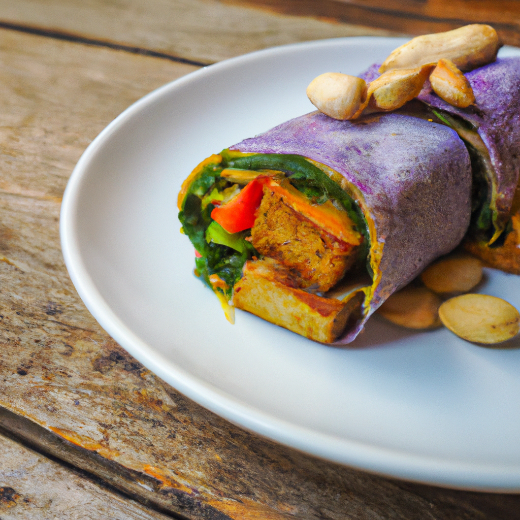 Image of recipe: Baked Tofu Vegetable Wrap with Spicy Peanut Sauce