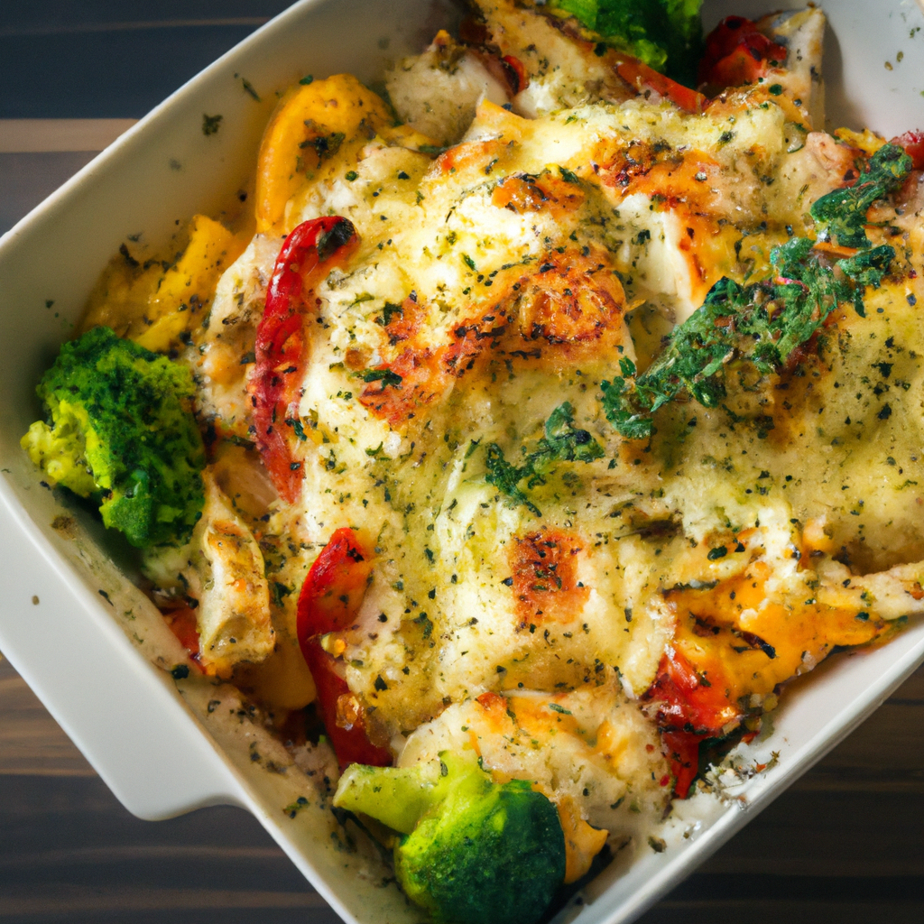 Image of recipe: Baked Chicken Breast with Havarti Cheese and Roasted Vegetables