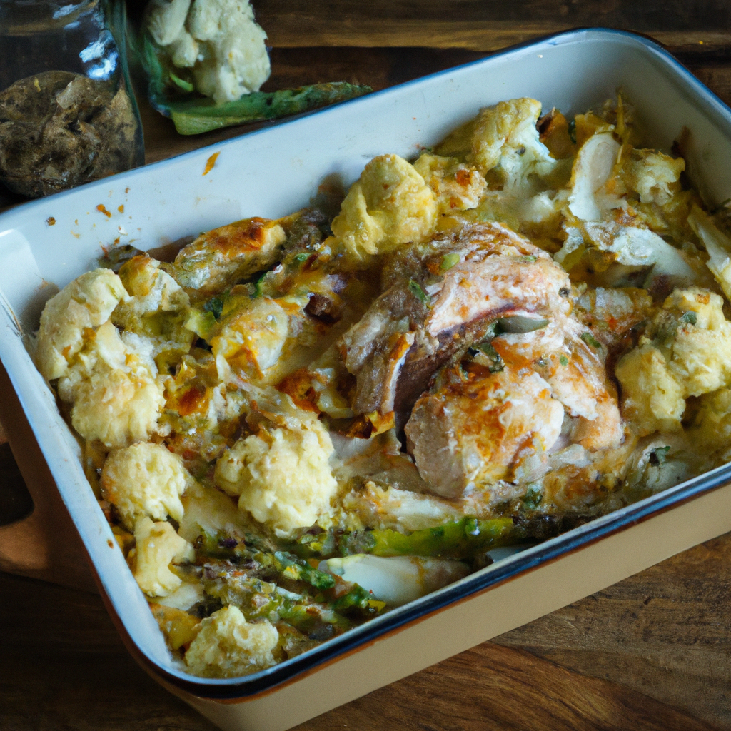 Image of recipe: Oven-Roasted Chicken Breasts with Cauliflower and Asparagus Medley