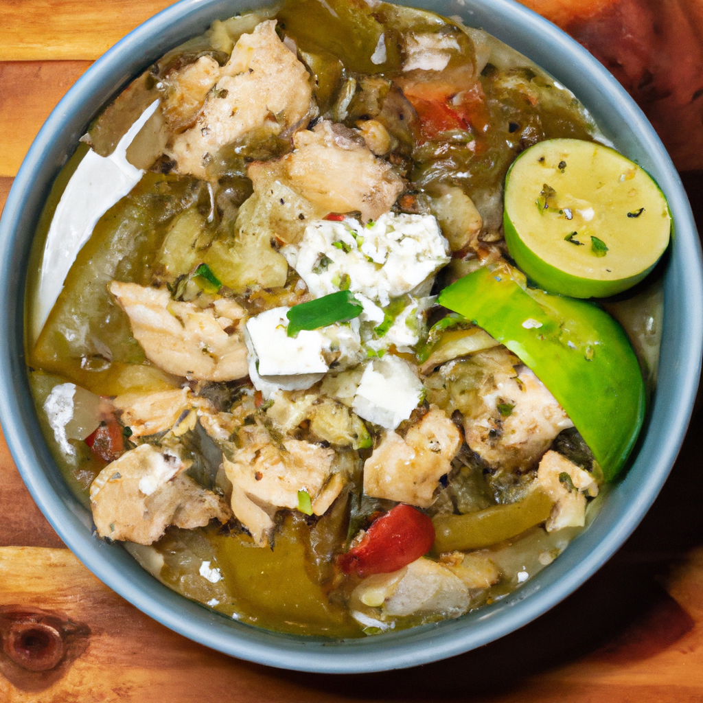 Image of recipe: Tomatillo Chicken Stew with Feta and Sweet Peppers