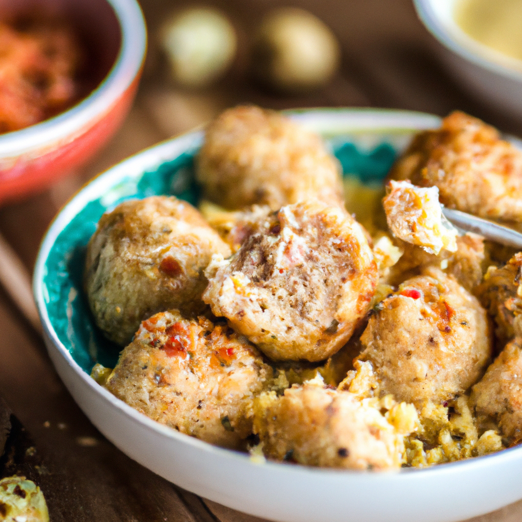 Image of recipe: Baked Turkey Quinoa Balls with Spicy Hummus Dip